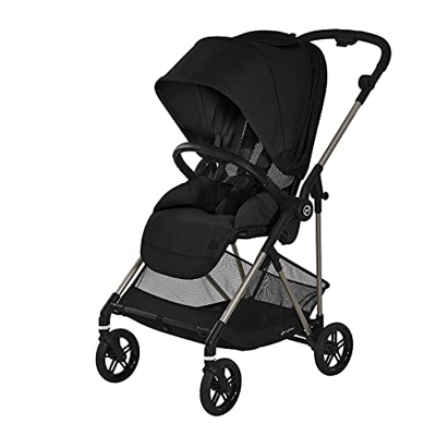Cybex Cochecito Gold Melio, Desde el nacimiento hasta 15 kg (aprox. 3 años), ultraligero (solo 6,0 kg), negro oscuro (521002187)