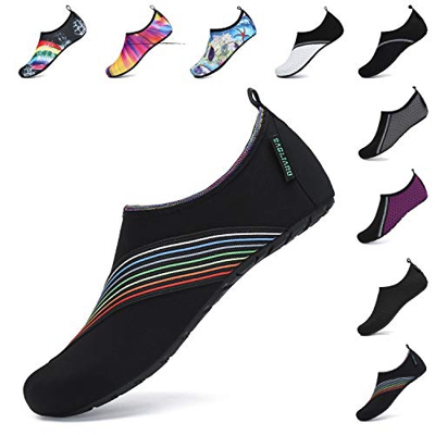 SAGUARO Unisex Zapatos de Agua de Verano Zapatos Descalzos de Natación para Hombres Mujers Calcetines de Aqua de Secado Rápido Yoga Negro de Colores 3