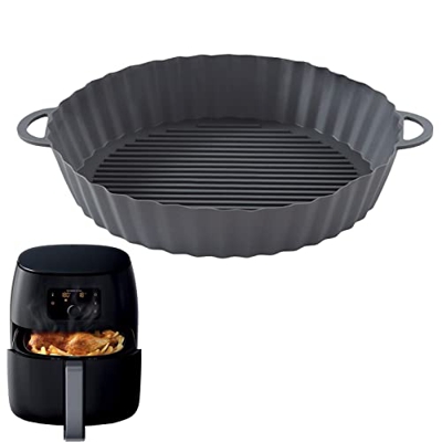 HONGFU Olla de Silicona para freidora de Aire - Forros de freidora de Aire Reutilizables de 8.26 Pulgadas con asa | Reemplazo de revestimientos de Pap