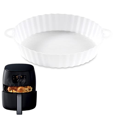 QQLX Cuenco de Silicona para freidora de Aire - Revestimientos de freidora de Aire de Silicona Reutilizables de 8.26 Pulgadas con asa | Reemplazo de r