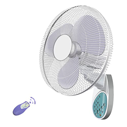 Ventilador de pared blanco, ventilador de refrigeración oscilante, velocidad de aire ajustable de 3 velocidades con control remoto, ventilador con tem en oferta