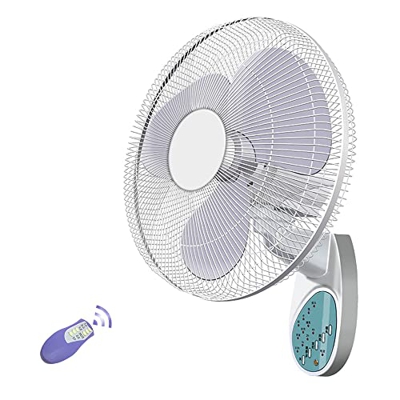 Ventilador de pared blanco, ventilador de refrigeración oscilante, velocidad de aire ajustable de 3 velocidades con control remoto, ventilador con tem