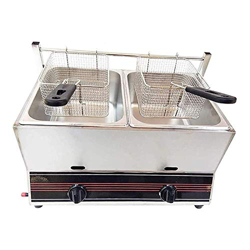 Freidoras, Freidora 12L Comercial Freidora de Grasa Profunda Freidora de Doble Tanque de Acero Inoxidable con Cesta, Gran Capacidad, Temperatura Ajust precio