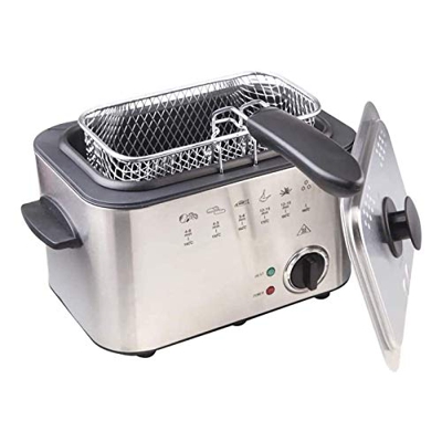 Freidoras, freidora eléctrica de Grasa Profunda de 2 l, 1200 W, Material de Acero Inoxidable de Alta Potencia, Ajuste de Temperatura, extraíble, fácil