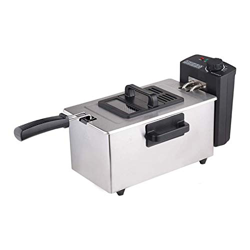 Freidoras, Freidora eléctrica doméstica y comercial Freidora profesional de acero inoxidable Freidora de un solo cilindro 2000W 3L con tapa Fácil de l características