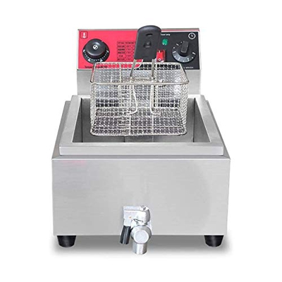 Freidoras, freidora eléctrica 8L 2.5KW Freidora Individual con Filtro de Aceite, freidora Comercial con función de termostato y Temporizador, Antidesl