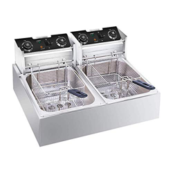 Freidoras, Freidoras eléctricas de doble cilindro 2500W * 2 5L * 2 Freidora profesional de acero inoxidable con temporizador y termostato para freír c en oferta