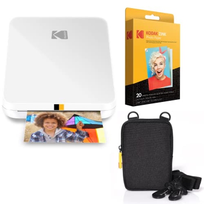 Impresora fotográfica móvil instantánea Kodak Step Slim - Kit: 20 Paquetes de Papel Zink, Estuche