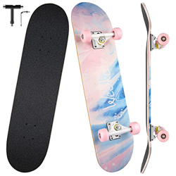 Patinetas Hikole para Principiantes, monopatín Completo de 31 x 8 Pulgadas con 7 Capas de Arce Canadiense, patinetas cóncavas de Doble Patada para niñ características