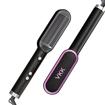 Cepillo alisador de cabello, cepillo de aire caliente para mujeres con calentamiento rápido 20S, diseño anti-escaldado, 5 configuraciones de temperatu