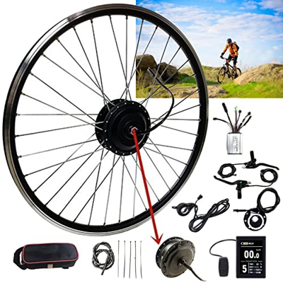 Niczu Kit de Conversión de Bicicleta Eléctrica de 48V 250W 500W, Kit Conversión Motor Bicicleta Eléctrica, Cubo de Bicicleta, 20 24 26 27,5 28 29 Pulg