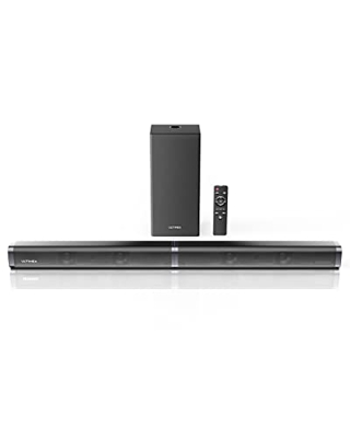 ULTIMEA 2.1 Barra de Sonido para TV, Barra de Sonido con Subwoofer, Altavoz para TV con 5 Modos EQ con 5.0 Bluetooth/óptico/AUX/USB/SD, Mando a Distan