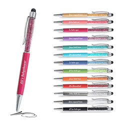 Bolígrafo metálico personalizable 2 en 1, Bolígrafo con tu texto personalizado con cristales integrados (12, Fucsia) características
