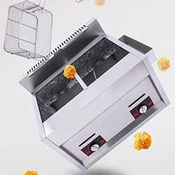SHENGSHIYU Freidora De Gas Comercial De 20l, Cesta Doble, Encimera De Tanque Doble, Freidora De Acero Inoxidable para Restaurante, Cocina Fácil, Resta en oferta