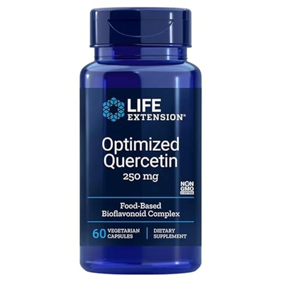 Life Extension, Optimized Quercetin, 250mg, Dosis Alta, 60 Cápsulas veganas, Probadas en Laboratorio, Sin Gluten, Vegetarianas, Sin Soja, No GMO
