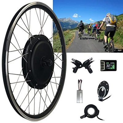 Niczu Kit Conversión Bicicleta Eléctrica, 48V 500W 1000W Motor Cubo sin Engranajes sin Escobillas, 20 24 26 27,5 28 29 Pulgadas 700C Rueda Delantera K