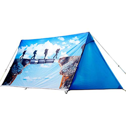 Carpa Triángulo Impermeable Anti-UV 2-3 Personas Carpa Familiar Ligera Al Aire Libre,Azul en oferta