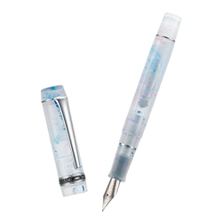 Kaigelu Serie 316A Pluma estilográfica, punta extrafina blanca-azul de resina transparente con bolsa para bolígrafo en oferta