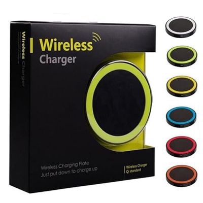 Cargador inalámbrico QI para Smartphone y Tablet, Carga sin Cables para telefonos moviles compatibles (Naranja)