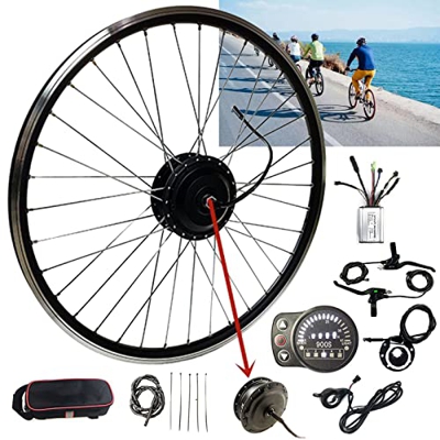 Niczu Kit de Conversión de Bicicleta Eléctrica de 48V 250W 500W, 20 24 26 27,5 28 29 Pulgadas 700C Rueda Delantera Eléctrica, Cubo de Bicicleta, Kit C