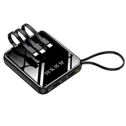 ZYLR Banco de energía Mini Banco de energía de 20000 mAh para iPhone 12 Huawei Samsung Xiaomi Poverbank con 4 Cables Cargador de batería Externo portá en oferta