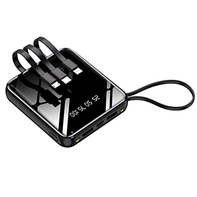 ZYLR Banco de energía Mini Banco de energía de 20000 mAh para iPhone 12 Huawei Samsung Xiaomi Poverbank con 4 Cables Cargador de batería Externo portá