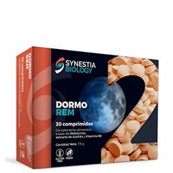 Dormorem Synestia | Melatonina | extracto de azafran | Vitamina B6 | 30 comprimidos de 250 mg | conciliar el sueño y aliviar desfase horario ( jet lag características