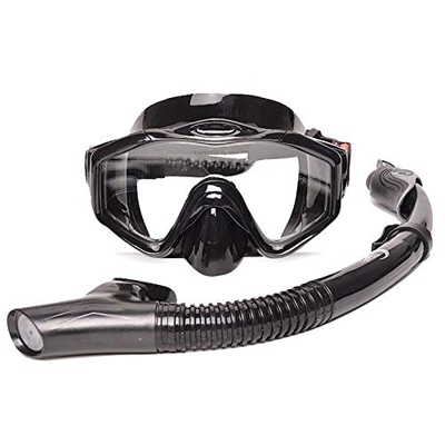 ZOSWA Gafas de Buceo Traje Gafas de Buceo Gafas Gafas Templado seco Snorkel Máscara de Buceo (Color : Black, Size : One Size)