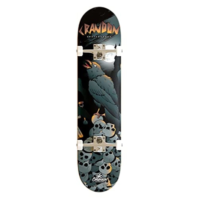 Crandon SKC-800-RAVEN Skateboard Profesional Completo, Madera de Arce canadienses 7 Capas Medidas 8 in x 31,50 in, Ruedas 52 mm. valido para Todas Las