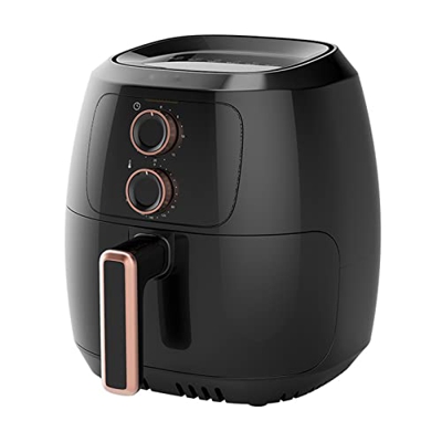 Freidora de aire, freidora de aire de 5,5 l sin aceite, freidora de aire caliente de 1500 W con ventana visible, cesta antiadherente, perilla de tempe