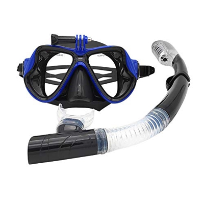ZOSWA Gafas de Buceo Anti-vaho Gafas de Snorkel respiración Libre de Snorkel a Prueba de Fugas en seco-Tapa con la cámara Monte Máscara de Buceo (Colo