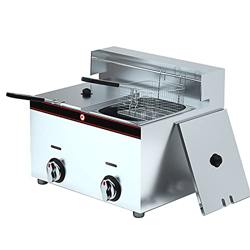 Freidora a Gas Freidora Comercial Freidora Papas Fritas Brochetas Freidora de Acero Inoxidable de Gran Capacidad con Cuchara de Cesta en oferta
