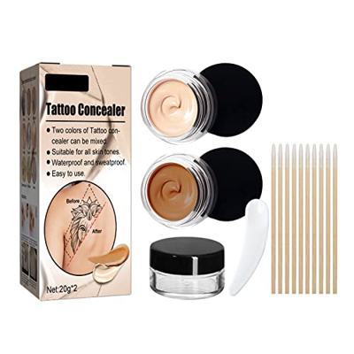 Tattoo Concealer. Waterproof Concealer - Scar Concealer - Concealer Cream - Cover Up Make Up Concealer Set to Brighten Skin Color and Cover Tattoo - S