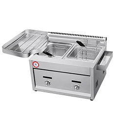Freidora de Gas de Gran Capacidad, freidora LPG de Acero Inoxidable para Uso doméstico y Comercial, Potencia de Fuego Ajustable con cestas y Tapas par precio