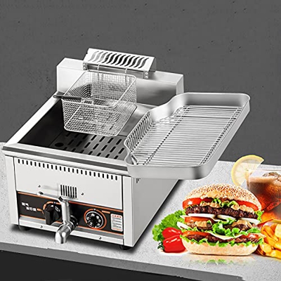 Freidora Comercial de Gas Profundo de encimera de 15L/18L, freidora de Acero Inoxidable con Cesta para Patatas Fritas, hogar, Cocina, Restaurante