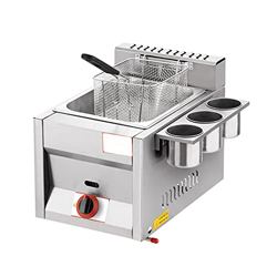 Freidora de Gas Tanque de Alta Capacidad Freidora de Acero Inoxidable con Cuchara de Cesta para Restaurante Comercial Encimera Family Food Co precio