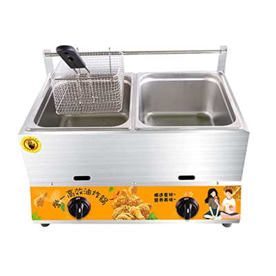 Freidora de Gas Comercial de Escritorio, freidora Profunda de propano para Patatas Fritas de Gran Capacidad de Acero Inoxidable, freidora para Exterio