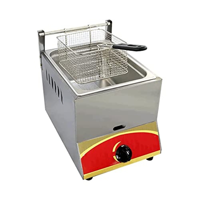 Freidora a Gas Freidoras de Grasa de Acero Inoxidable de Gran Capacidad con Cesta extraíble y Tapa Potencia de Fuego Ajustable para Uso doméstico fáci
