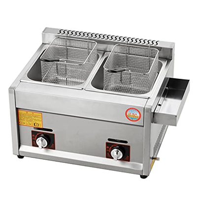 Freidora de Gas 22L/30L Tanque de freidora de Gas freidora de Patatas Fritas de Pollo de Acero Inoxidable con Cuchara de Cesta para Restaurante Comerc