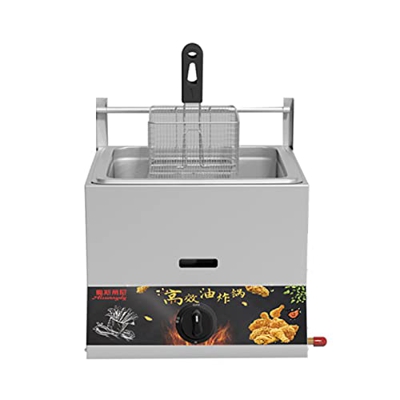 Freidora de Gas de Gran Capacidad de 11/22 L, freidora de GLP de Acero Inoxidable para Uso doméstico y Comercial, Potencia de Fuego Ajustable con cest