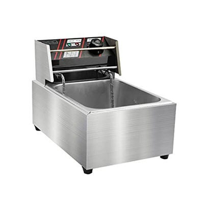 Freidora Profesional Tanque eléctrico Freidora de Chips de Pollo de Acero Inoxidable con Cuchara de Cesta para Restaurante Comercial Co