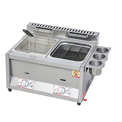 Freidora de Gas propano Grande de Escritorio Comercial de 18l/26l, freidora Ligera de Acero Inoxidable Lpg, Gran Capacidad, Pollo y Patatas Fritas