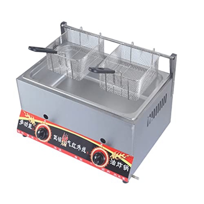 Freidora de Gas Comercial Profesional de 10L/20L, encimera de Acero Inoxidable, propano, LPG, Doble Ranura, freidora de Escritorio Fre
