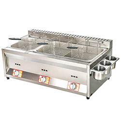 Freidora de Gas de Gran Capacidad, freidora LPG de Acero Inoxidable para Uso doméstico y Comercial, Potencia de Fuego Ajustable con cestas y Tapas par características
