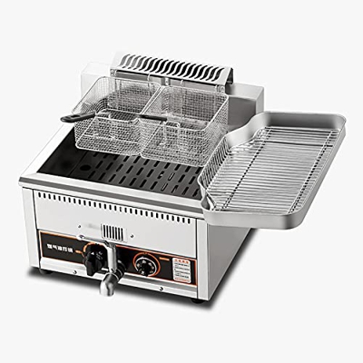 Freidora Comercial de Gas Profundo de encimera de 15L/18L, freidora de Acero Inoxidable con Cesta para Patatas Fritas, hogar, Cocina, Restaurante