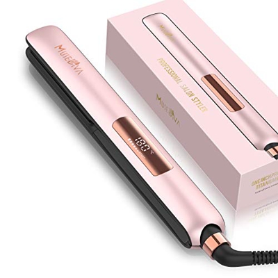 Musediva Plancha de pelo y rizador 2 en 1, plancha alisadora y alisado, revestimiento de cerámica, con pantalla LCD, hierro liso para alisar el cabell