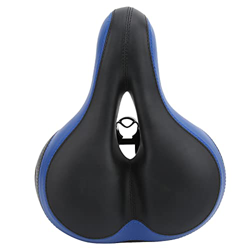 TeamSky Sillín de Bicicleta, Asiento de Bicicleta cómodo Asiento de Cuero Hueco Tallado Amortiguador para Mujeres y Hombres(Azul Oscuro) características
