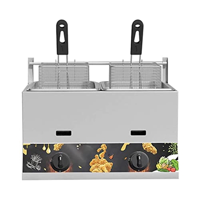 Freidora a Gas Freidora Comercial con Cesta Freidoras de Acero Inoxidable Temperatura Ajustable y extraíble para el hogar y el Res