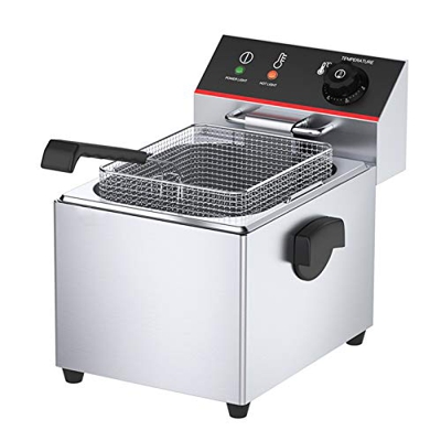Freidora eléctrica Comercial de Acero Inoxidable de un Solo Cilindro, freidora eléctrica Profunda, diseño de encimera, fácil de Limpiar para Pollo