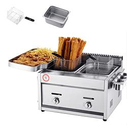 Freidora Comercial Freidora de Gas 12L Cesta de encimera Freidora Profunda de Acero Inoxidable Restaurante Papas Fritas caseras Chip con Seaso características